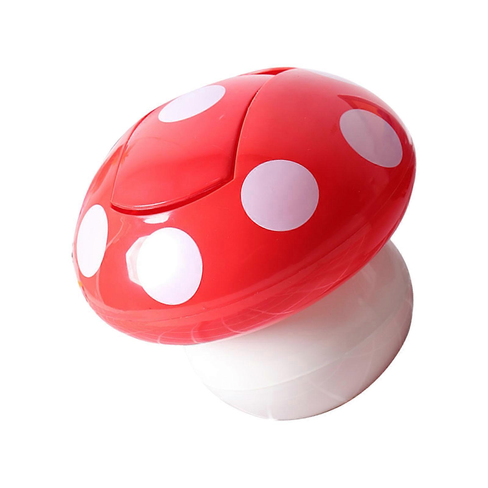 Mushroom Shape Desktop Trash Can ABS Materials Lid Odor Control for Home Office  Red