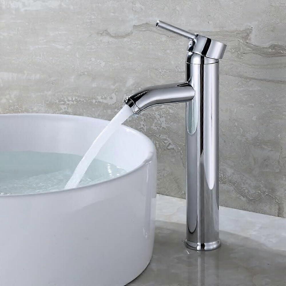 Faucets Stainless Steel Single Handle Bathroom Faucet Deck Mounted Cold Hot Water Mixer Sink Taps Chrome Finish Arc