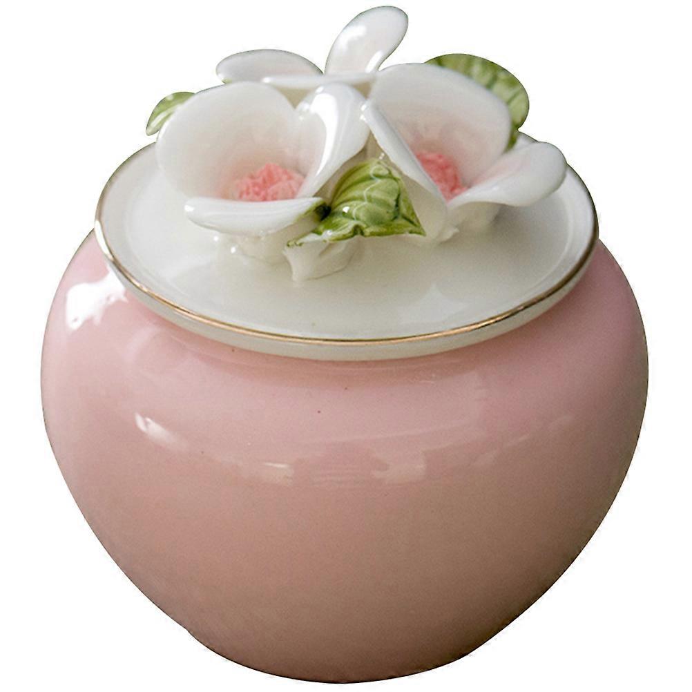 Ceramic Tea Container Sealed Lid Kitchen Storage 9.7X7cm Elegant Appearance 1Pcs