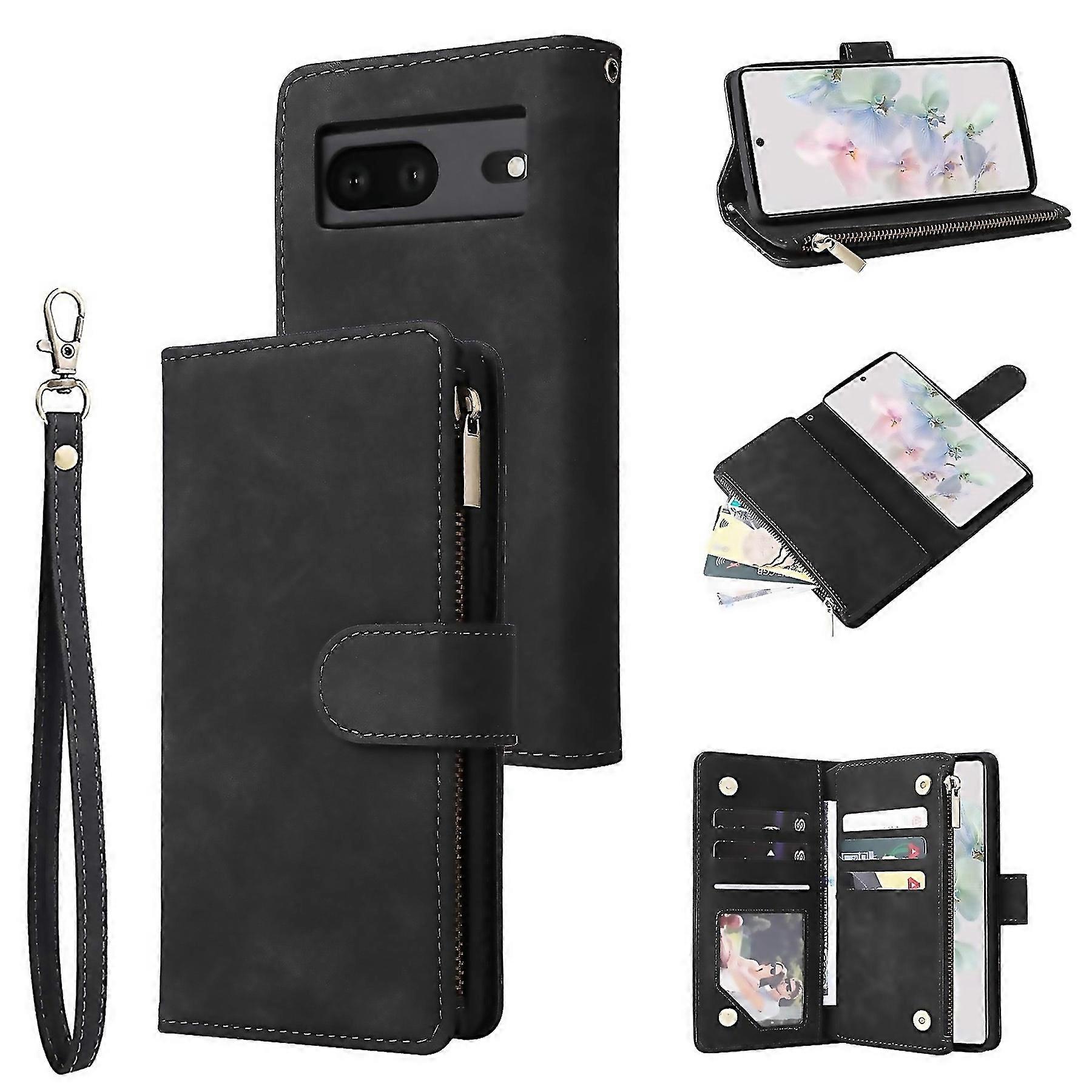 For Google Pixel 7 5g Multifunctional Frosted Zipper Wallet Leather Phone