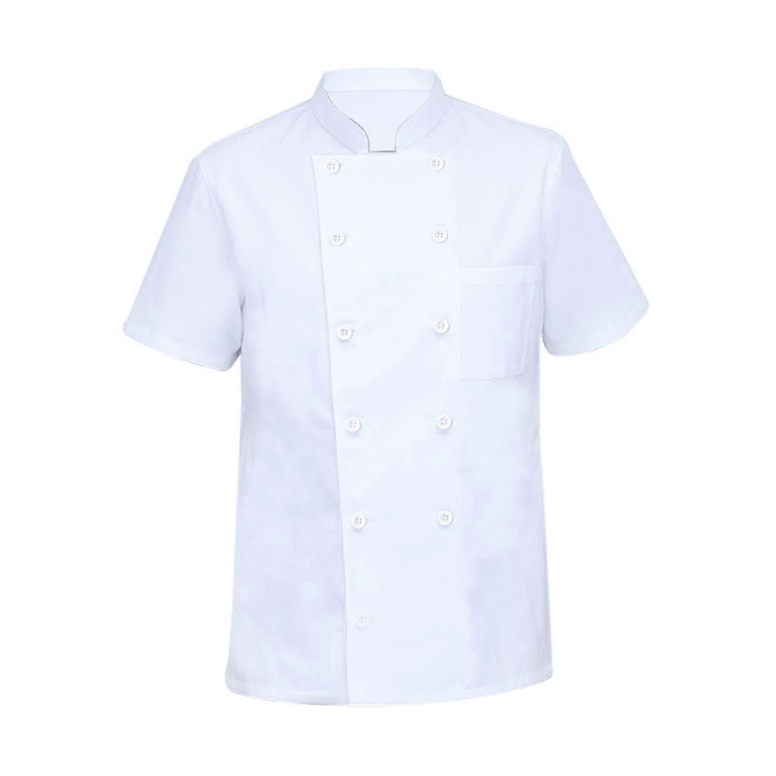 Kitchen Jacket Buckle Pocket Durable Breathable Polyester  for Chef Uniforms Restaurant Colorfast
