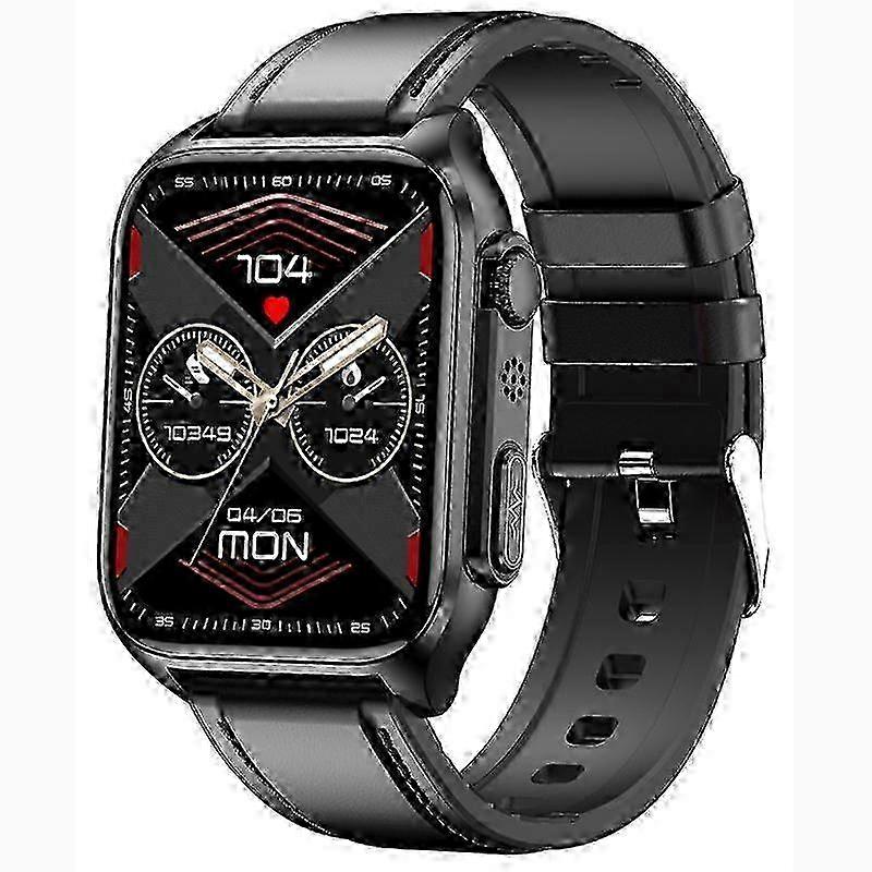 Smartwatch with Bluetooth Calling, ECG, Non-Invasive Blood Sugar Monitoring, Temperature, Heart Rate, Sleep Tracking, and Sports Modes(Black)