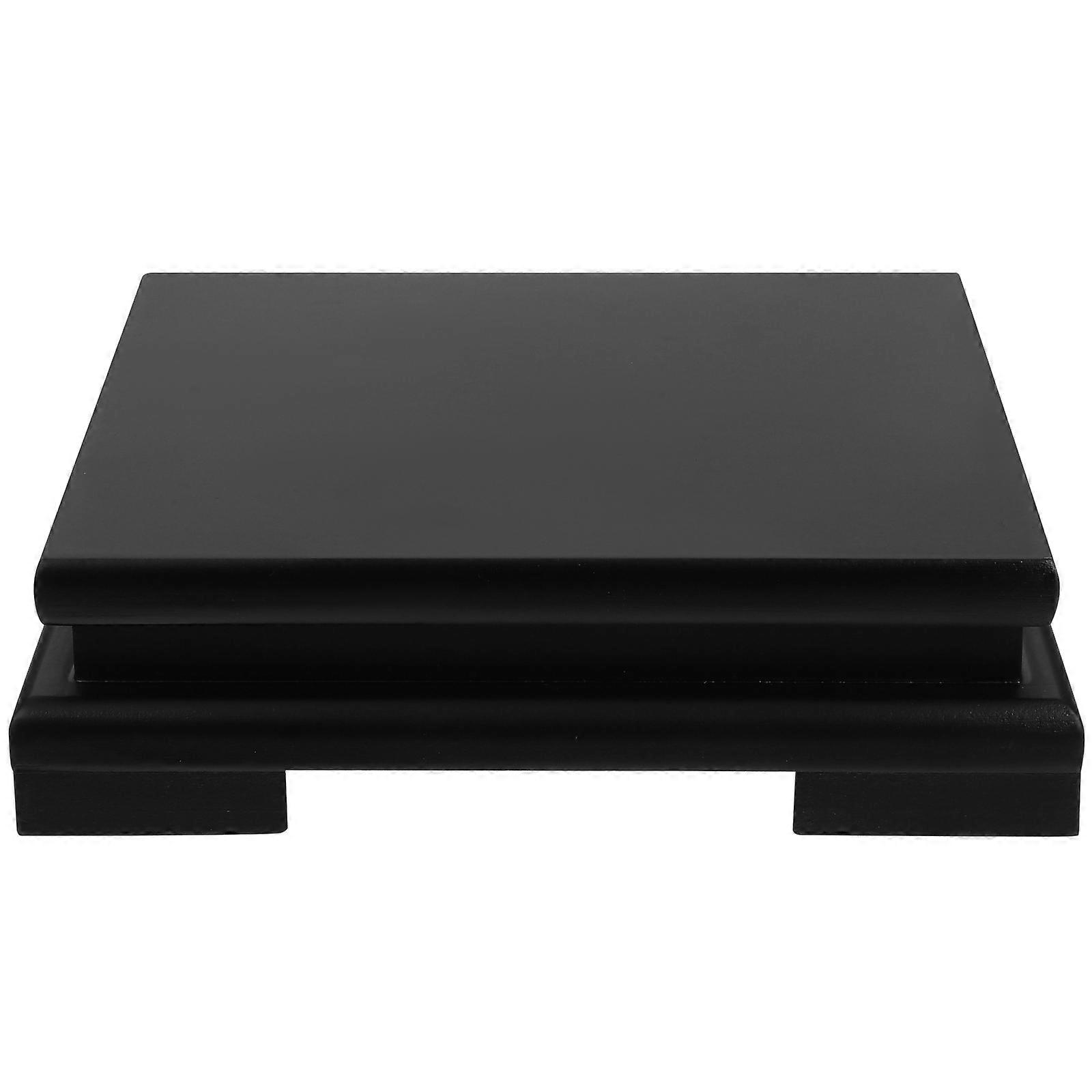 Wood Display Base Square Stand for Vase Holder 3Pcs Black Set