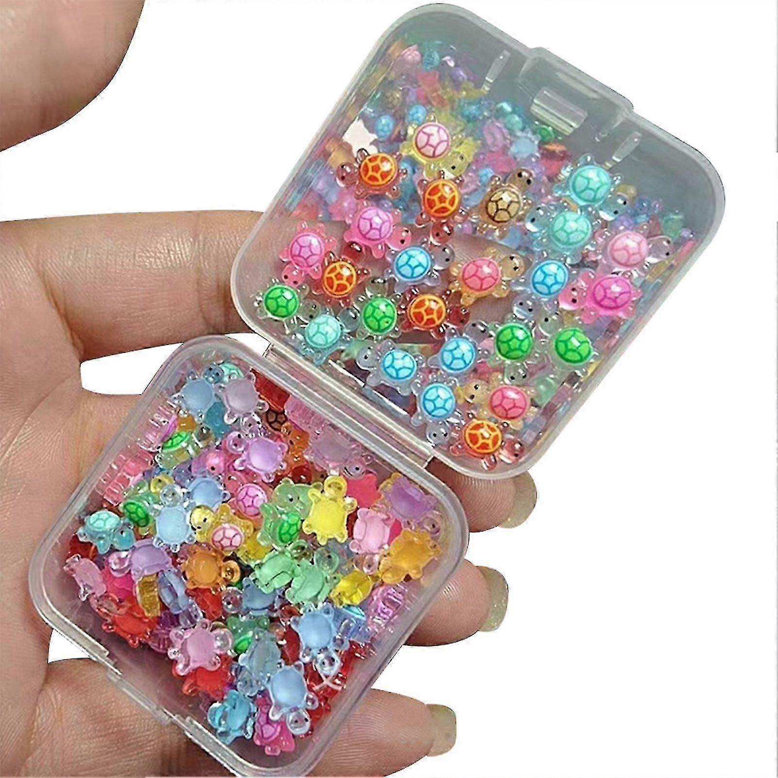 100pcs Mini Resin Animals Turtles 3D Luminous Micro Resin Turtles for DIY Crafts Miniature Resin Craft Ornaments