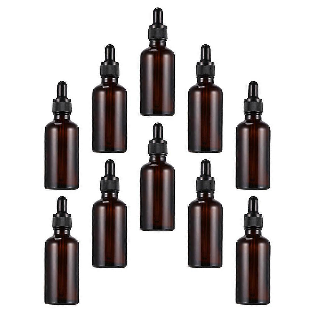 Small Dropper Bottles Glass Refillable Essential Oil Bottles Travel Use Coffee Color Easy to Operate 10Pcs