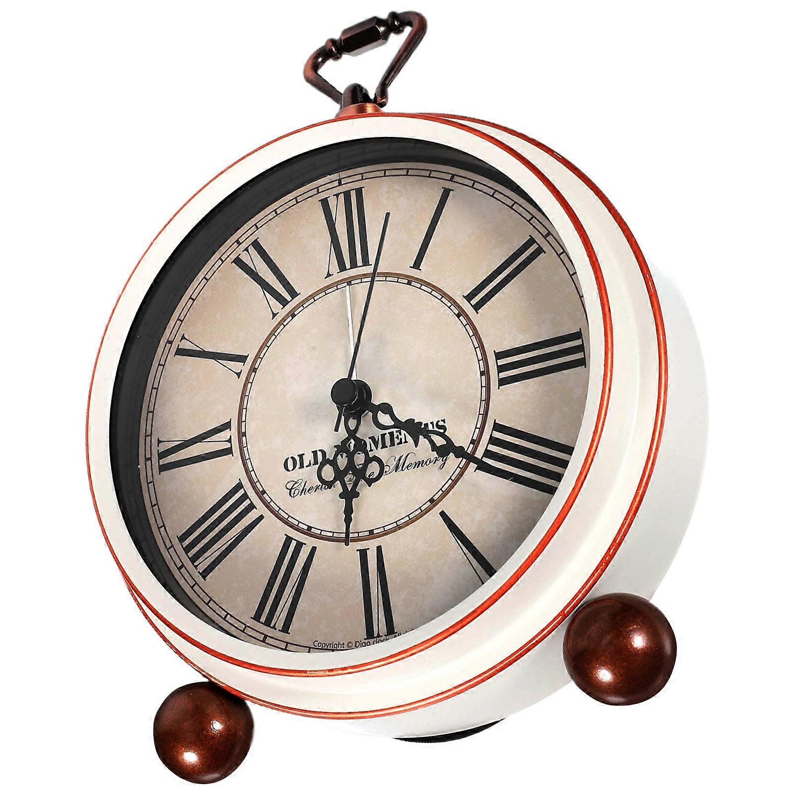 Vintage Alarm Clock Desk Clock for Time Display 3Pcs White Set