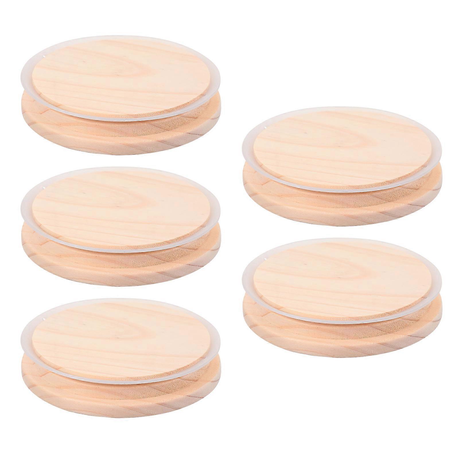 Seal Cover Reusable Round Shape Coffee Mug Lid Chocolate Color 5Set