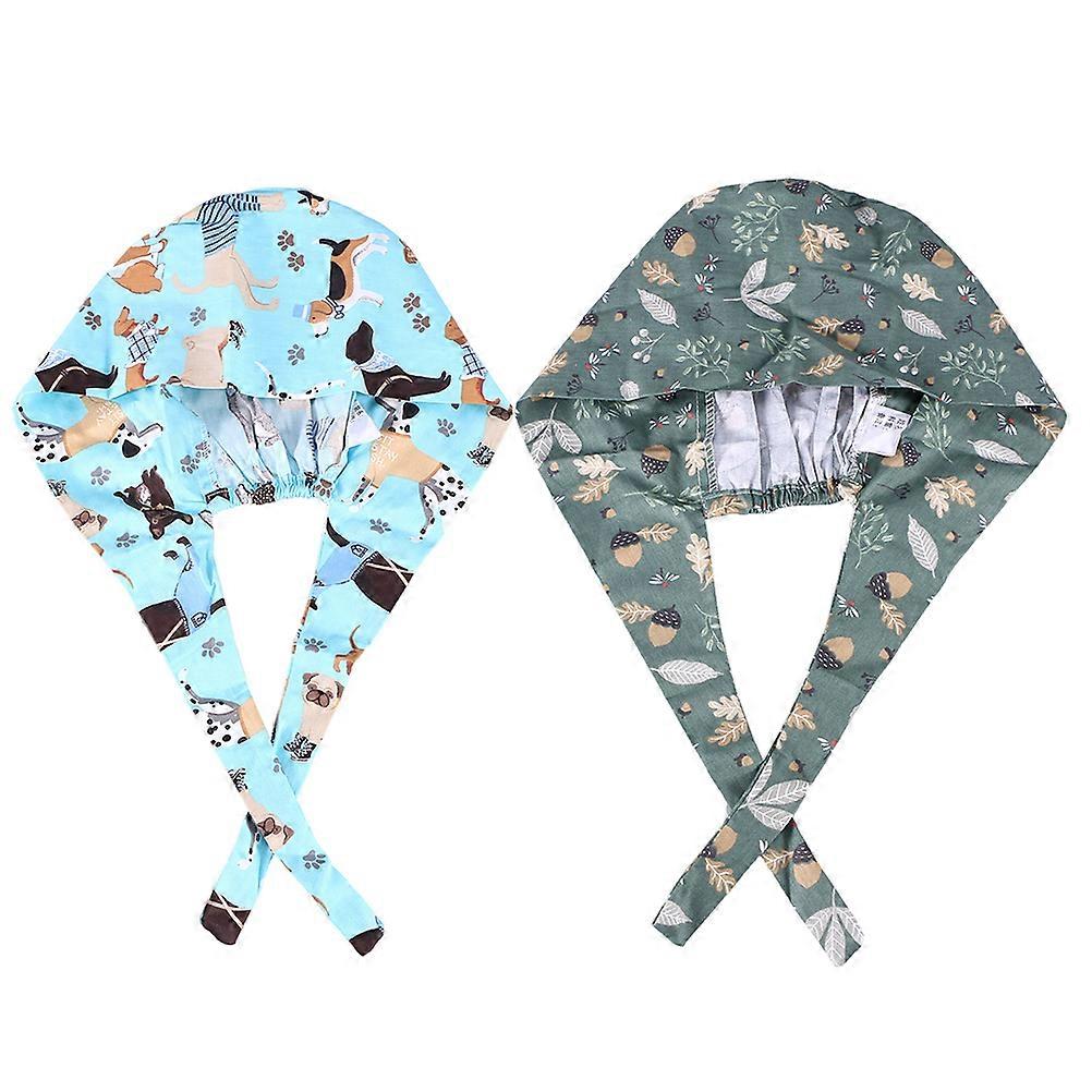 Cap Cotton Cartoon Printed Hat for Doctor 4Pcs Set