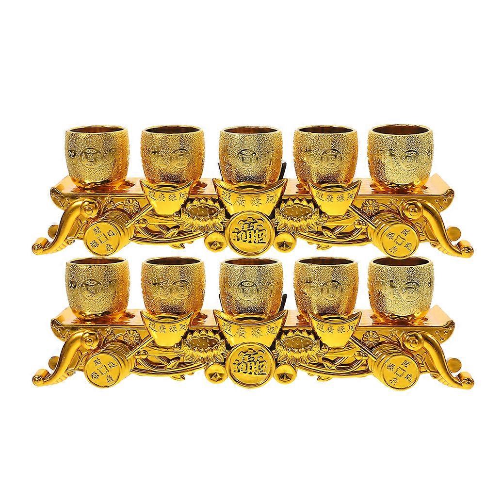 4Sets Plastic Worship Chalice Golden Set for Temple and Home