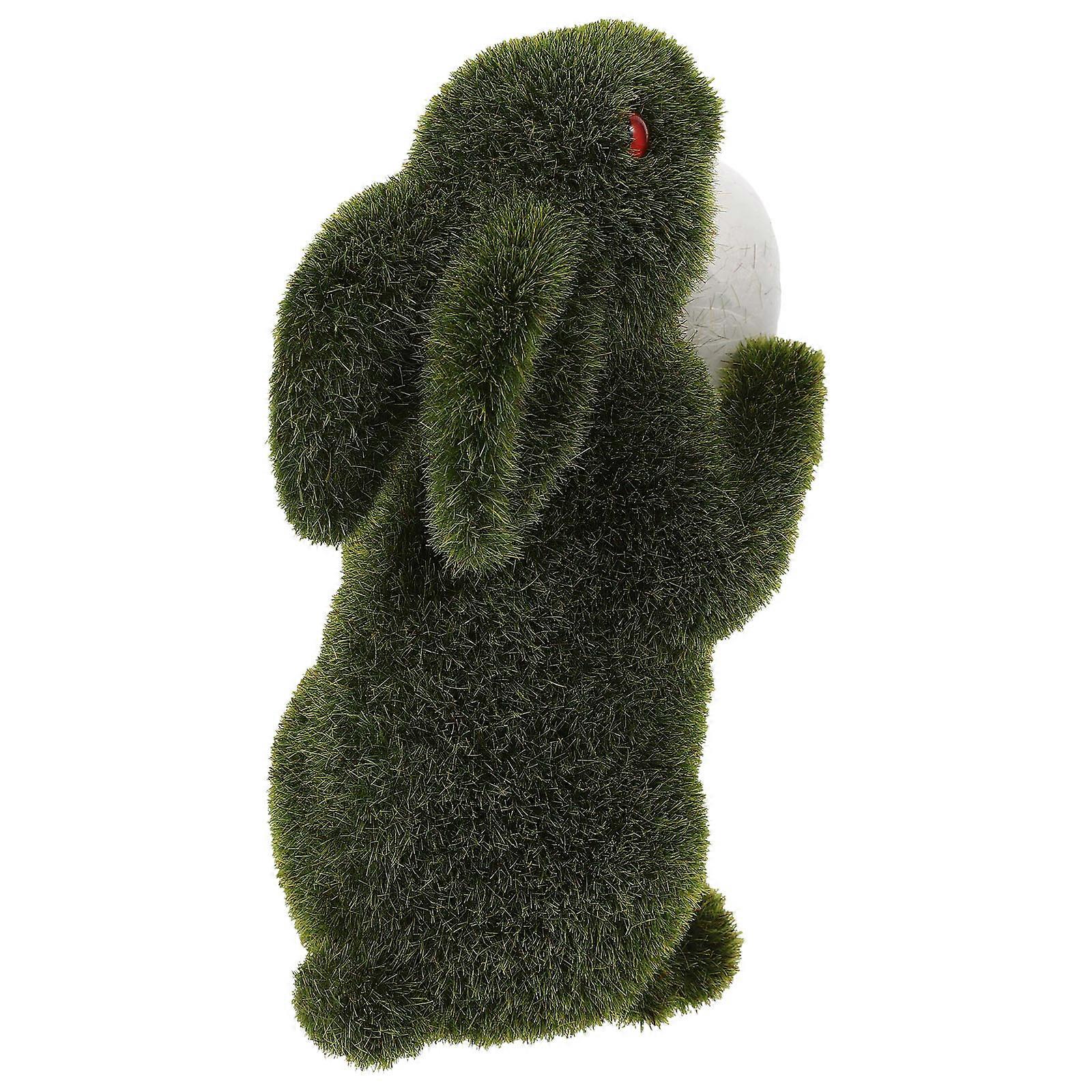 Rabbit Adornment Green Moss Decor for Easter Home Decoration 2Pcs