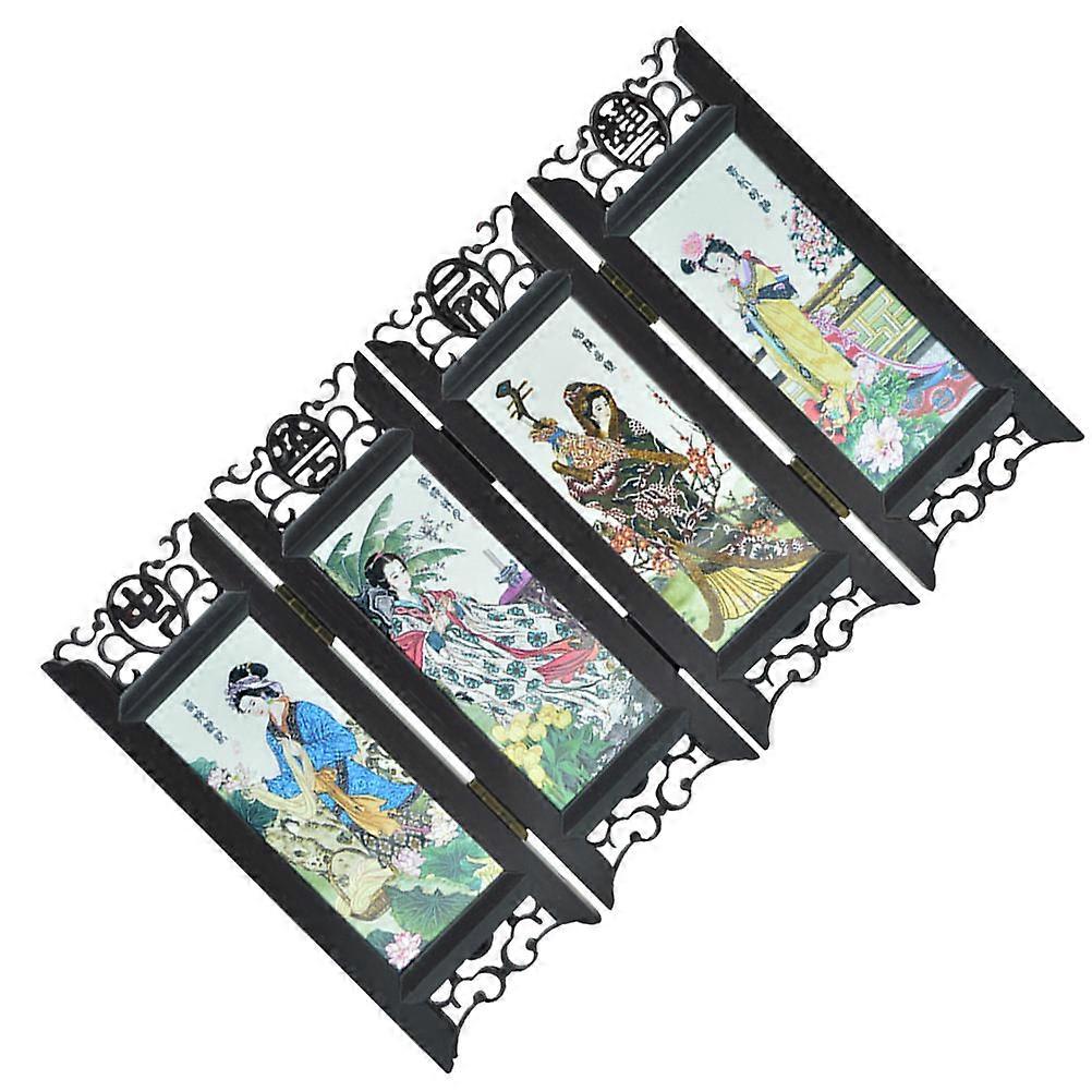 Folding Screen Divider Chinese Panel Screen Small Folding Decoration 2Pcs