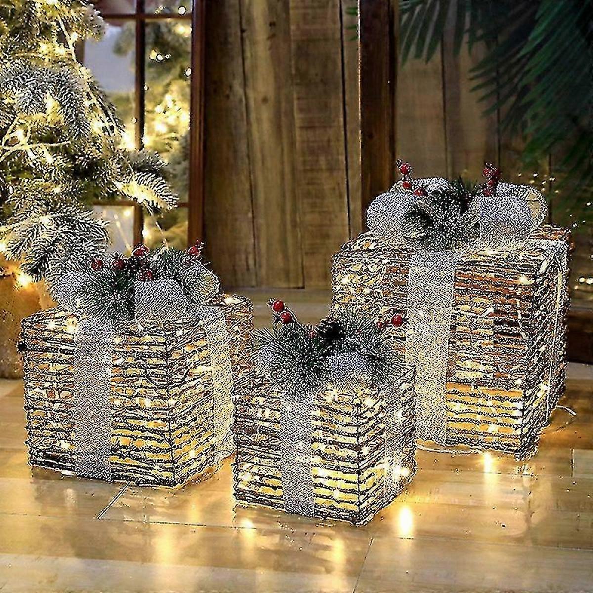 Light Up Gift Boxes, Light Up Bows Present Boxes, Christmas Decorations