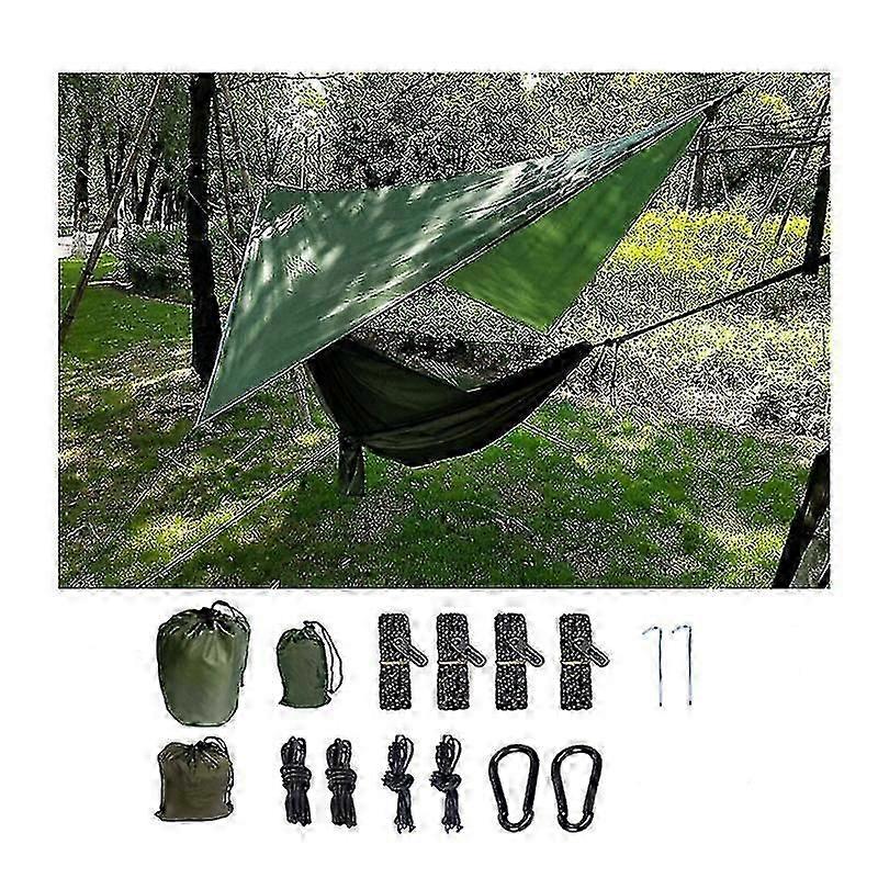 Camping Mesh Hammock Canopy Hanging Double Hammock With Mosquito Net And Rain Fly Tarp Outdoor