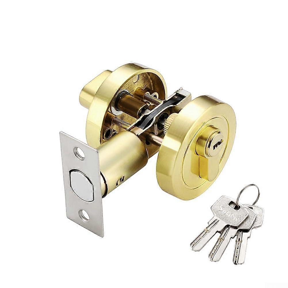 Stainless Steel Door Lock With Key For Front And Bedroom Doors, Gold Finish, AntiTheft Design