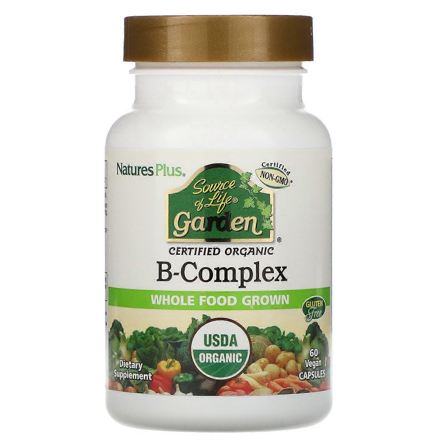 Nature's Plus, Source of Life Garden, Certified Organic B-Complex, 60 Vegan Caps