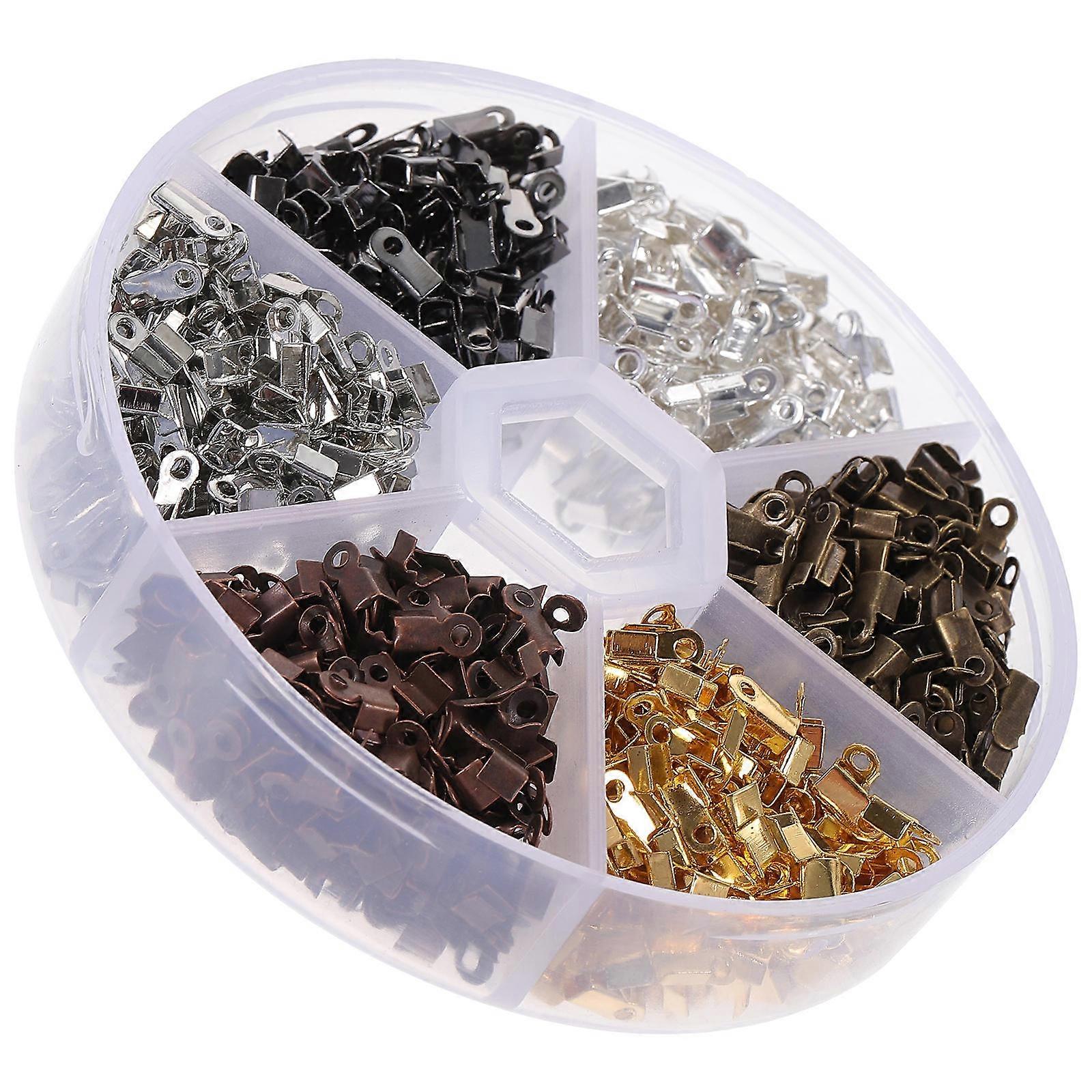 Connectors for Necklaces Ribbon Ending Clasp for DIY 2 Boxes Alloy Buckle