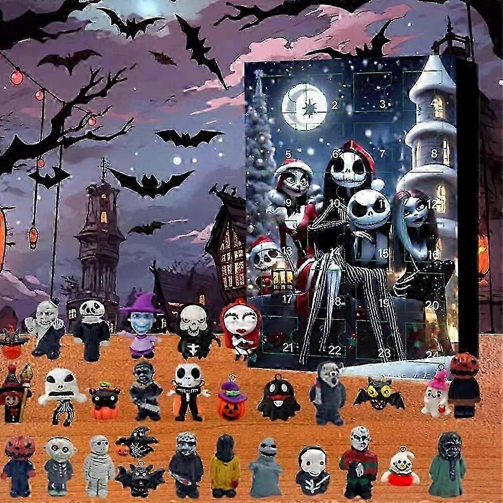 Halloween Countdown Advent Calendar 2024, Nightmare Before Xmas Advent Calendar, Scary Horror Doll Figures for Kids 26s