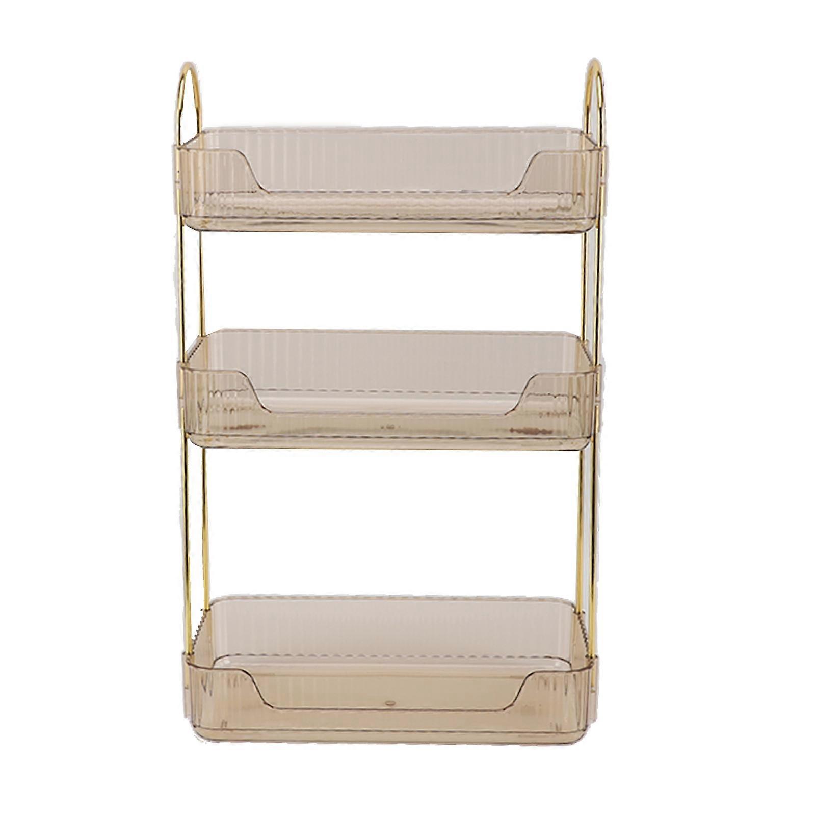 Amber Gold Rectangular Desktop Cosmetic Organizer Home Bathroom Shelf Desktop Storage Organizer