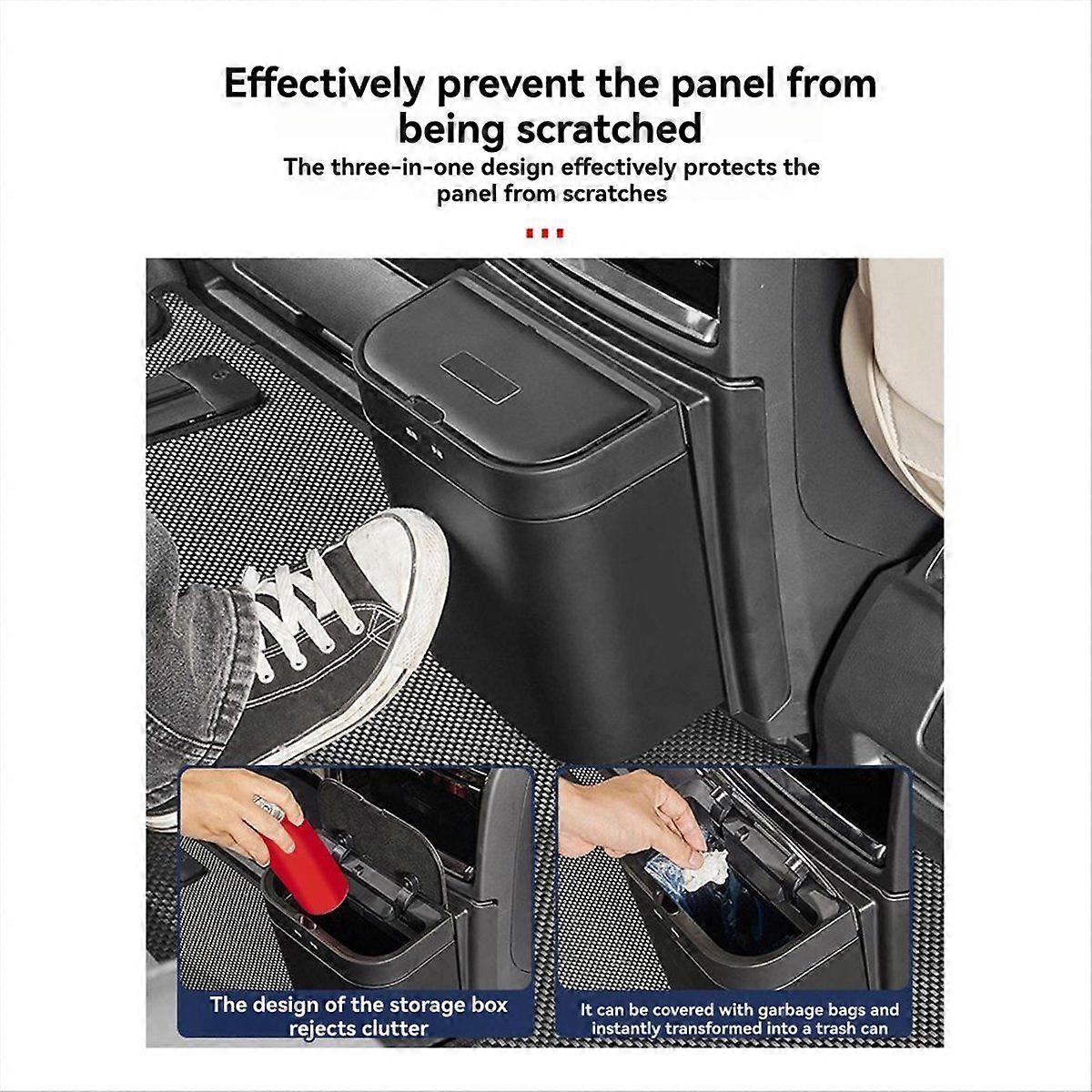 Car Automatic Clamshell Trash Bin Hanging Vehicle Garbage Square Pressing Trash for Alphard 40/30 Series Dedicated