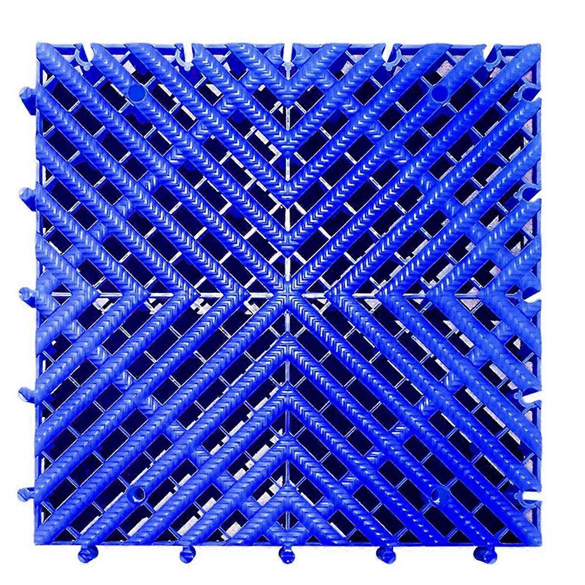 2PCS Garage Floor Mats Car Wash Room Floor Mat Multi Function Car Beauty Splicing Grille Tiles for Balcony Shop Blue
