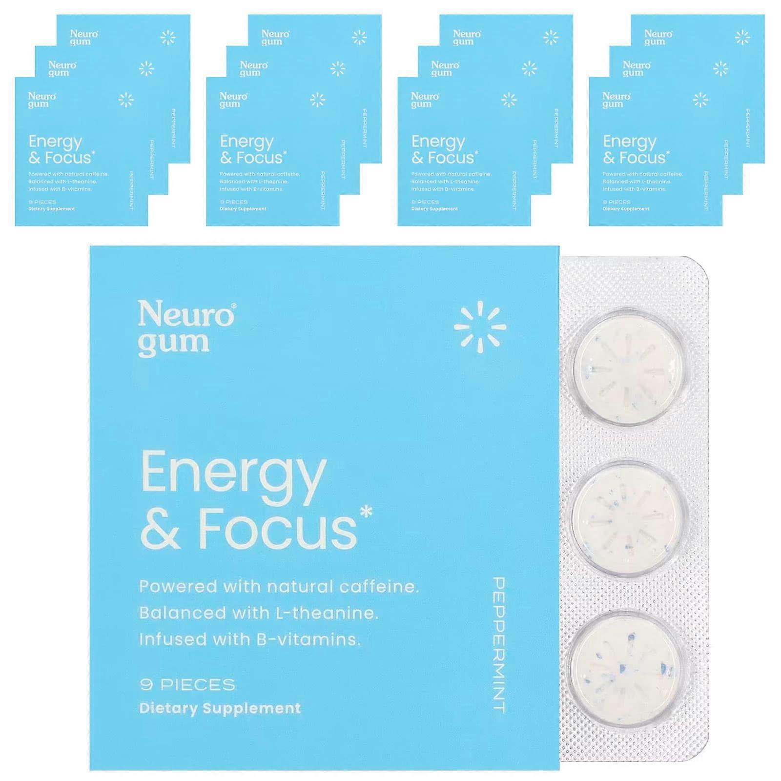 Energy & Focus, Peppermint, 12 Pack, 9 Piece Each