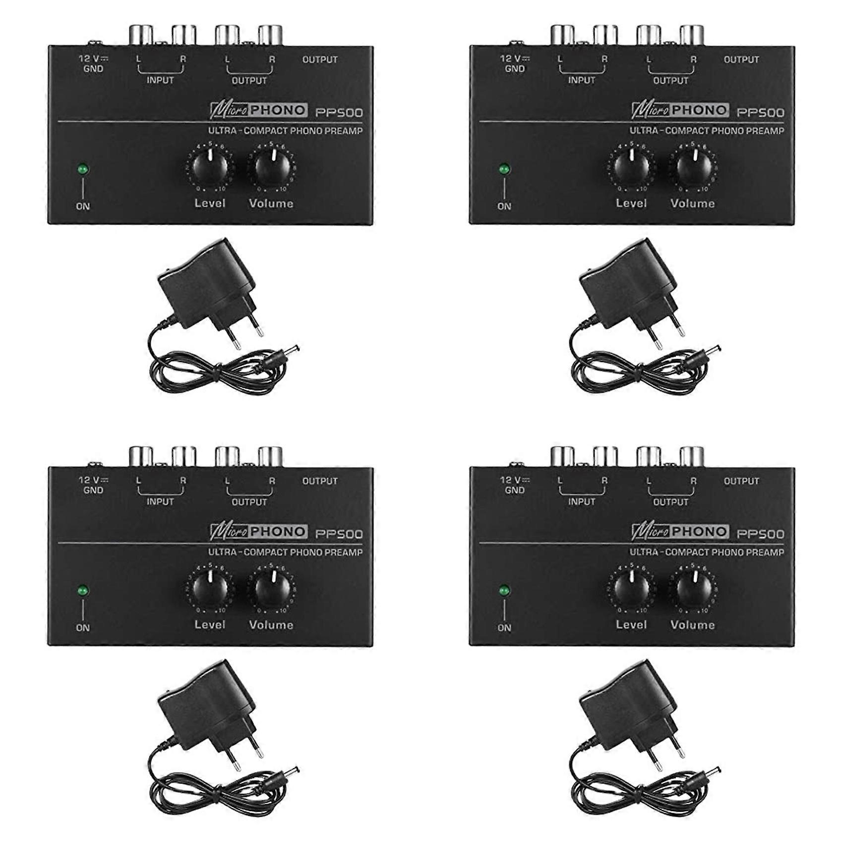4X PP500 Ultra-Compact Phono Preamp Pre Amp Preamplifier with Level Volume Control EU Plug