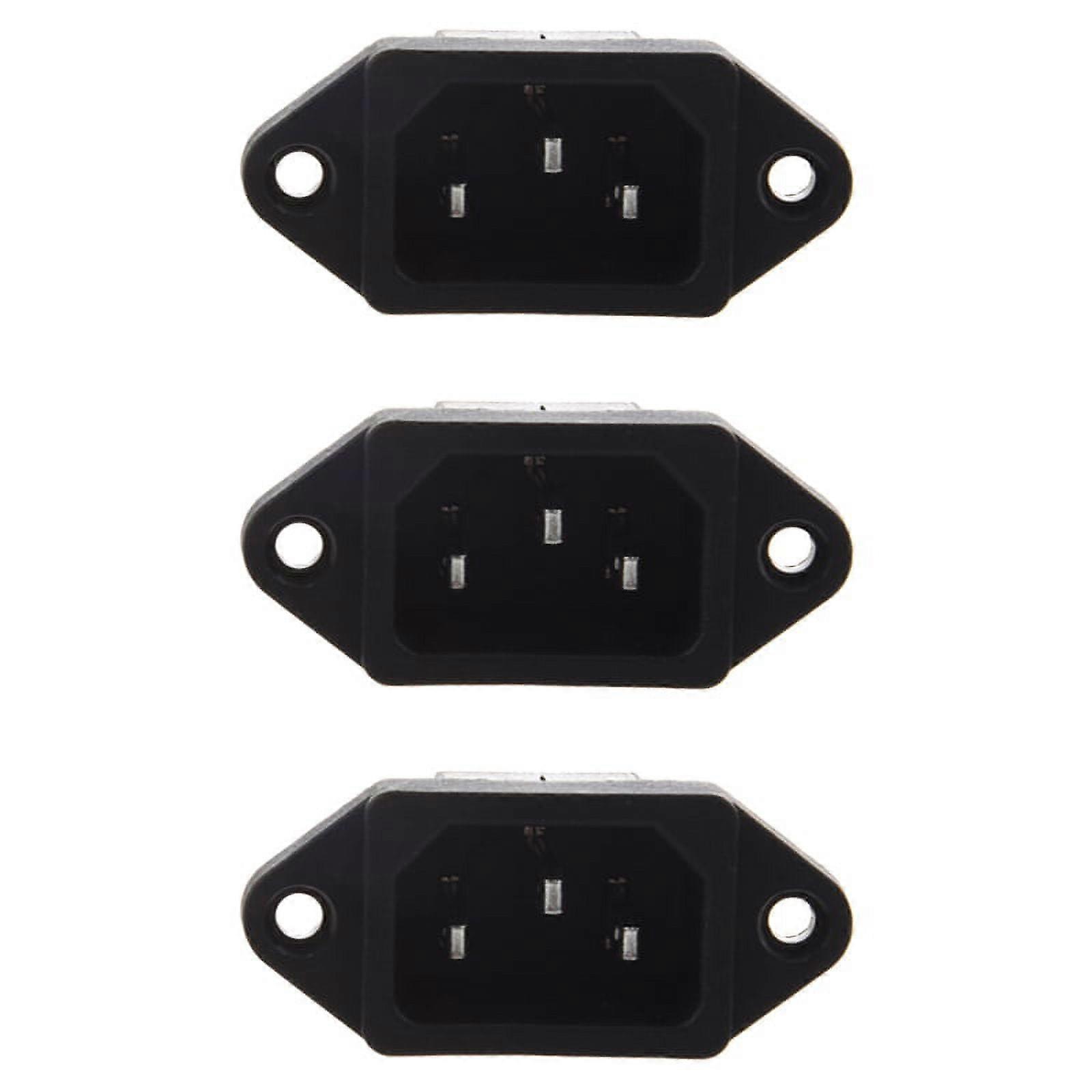 3X IEC 320 C14 Male Plug 3 Pins PCB Panel Power Inlet Socket Connector