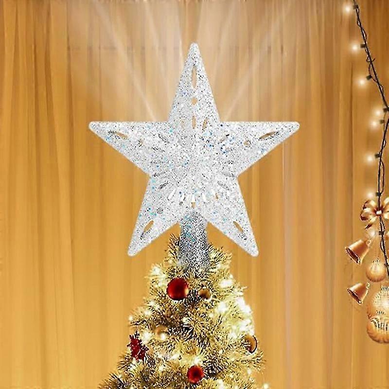 Christmas Star Tree Topper with Built-in Led Snowflake Projector Lights 25-26