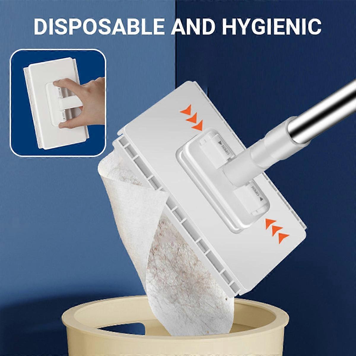 Efficient Disposable Dust Mop Kit with 4   Reusable Microfibre Cloths for Home Cleaning
