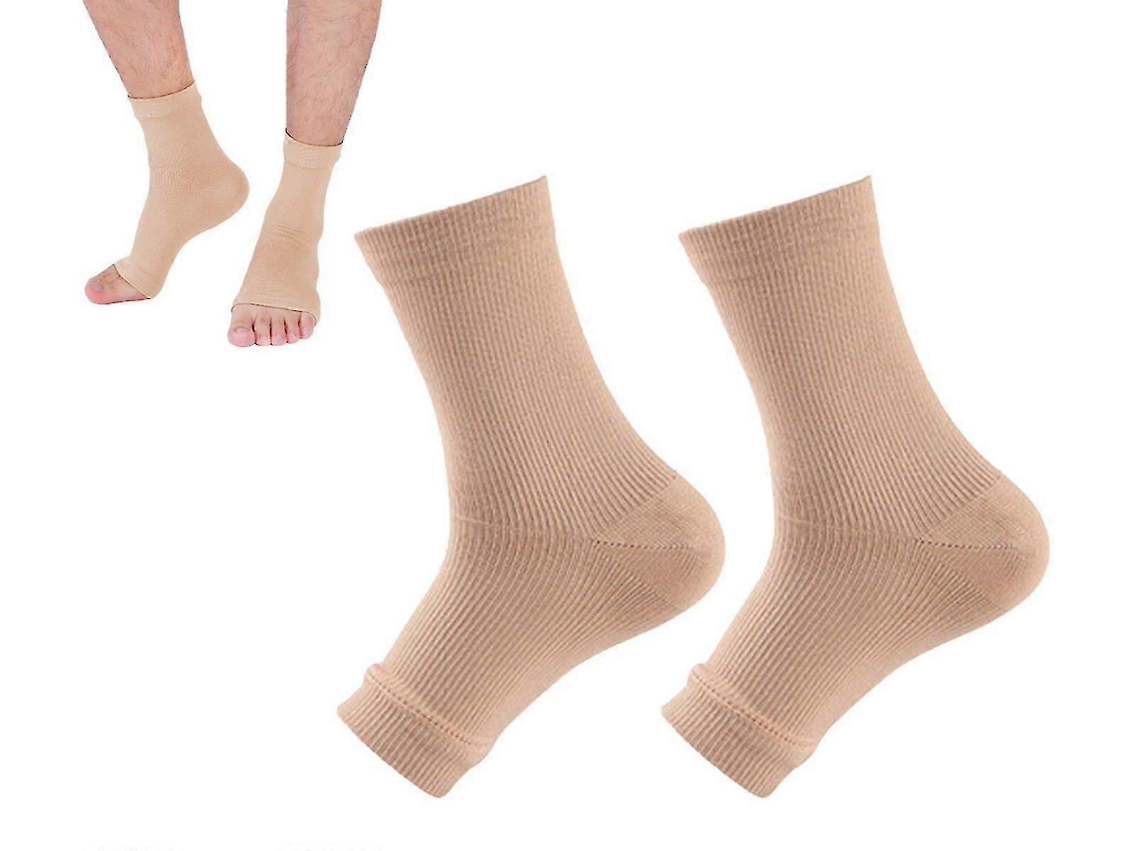 2 Pairs Compression Ankle Support Socks Short Socks - Nude L