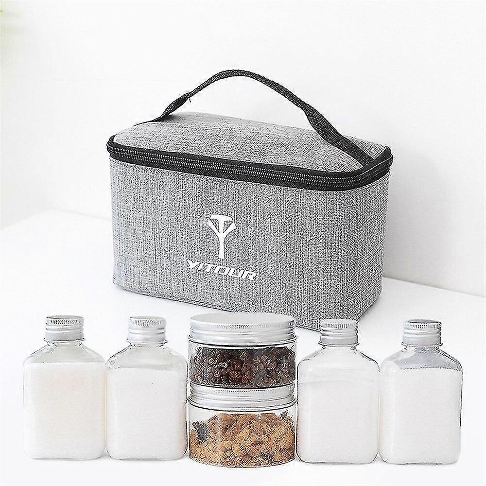 6Pcs Seasoning Box Set 300D Polyester Large Capacity Transparent Handle Outdoor Camping Picnic