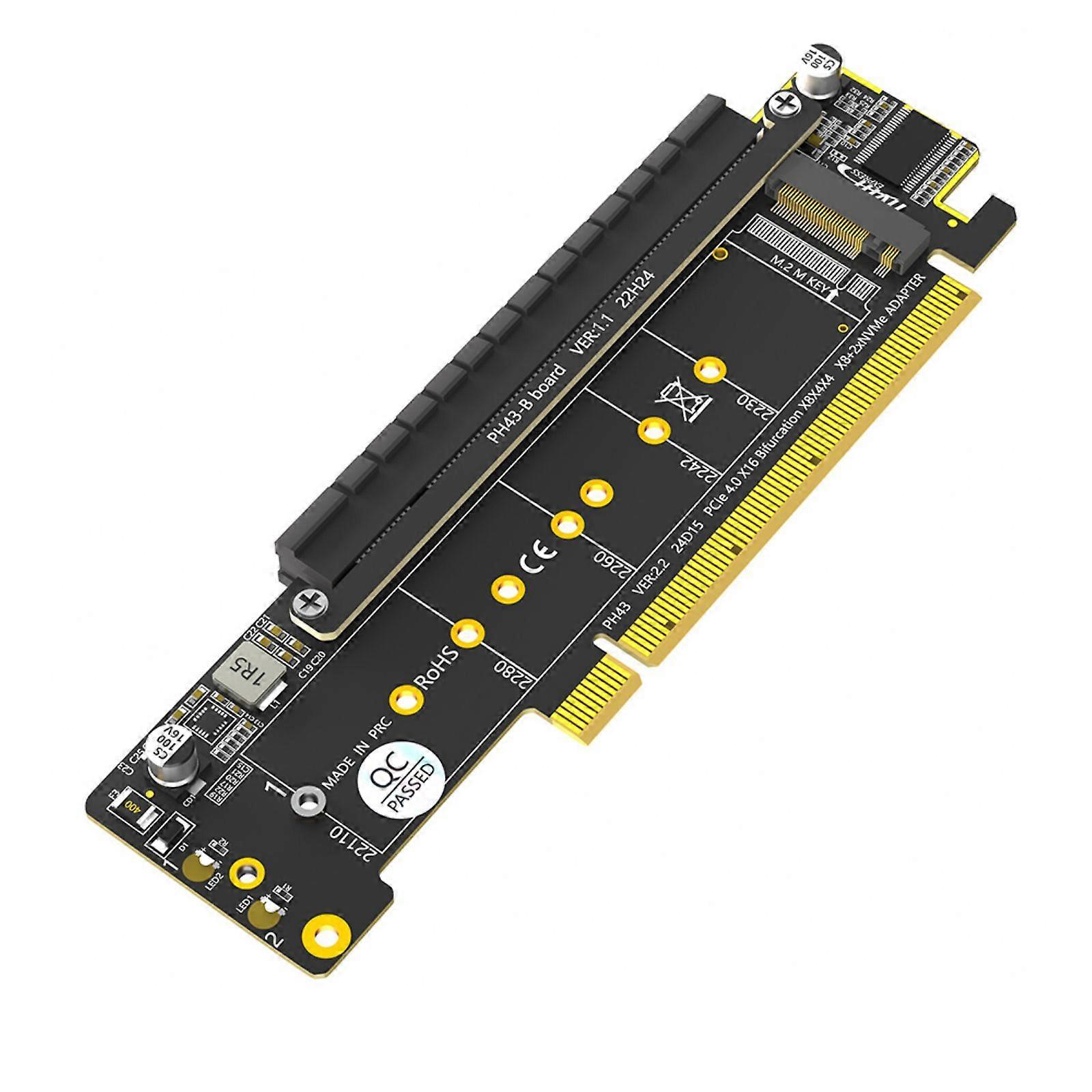 2 NVMe PCIe Adapter, for Gamers Editors for Expanding Any Other Pcie Device LED Indicator for Show Each Ssd Working Multicolor