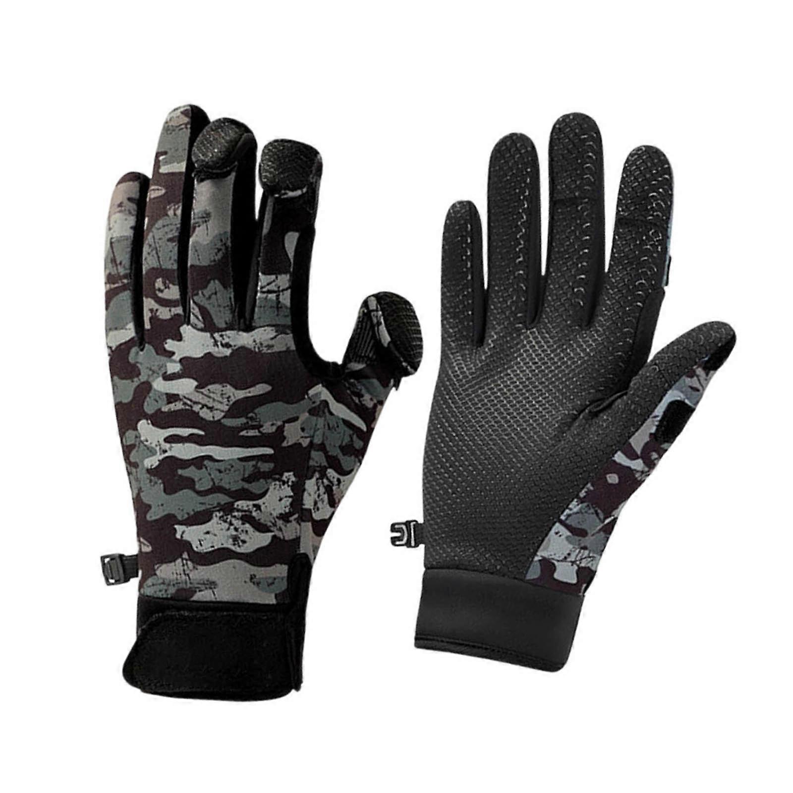 Multipurpose Winter Gloves For Outdoor Activity Exposing Thumb Index Finger Control Thermal Insulation  Jungle camouflage