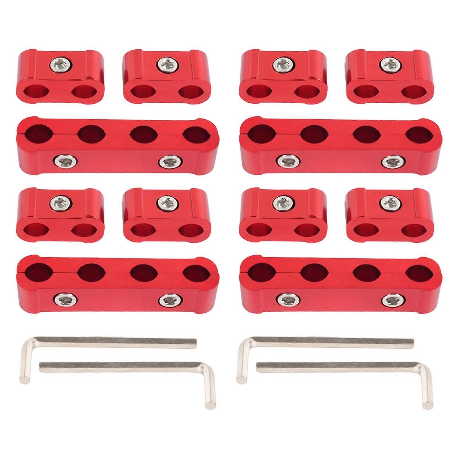 12 Part Metal Engine Wire Organizers Set With Spell Wrenches Consistent For 8mm 10mm Outlet Cables Management  Red