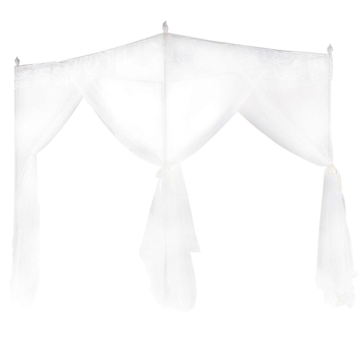 Luxury Princess Three Side Openings Post Bed Curtain Canopy Netting Mosquito Net Bedding (S)