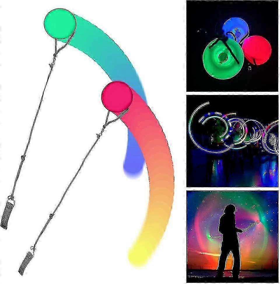 Pack Of 2 Improved Led Poi Balls, Poi Juggling Balls With Rainbow Colours And Strobe Effect,children And Adults