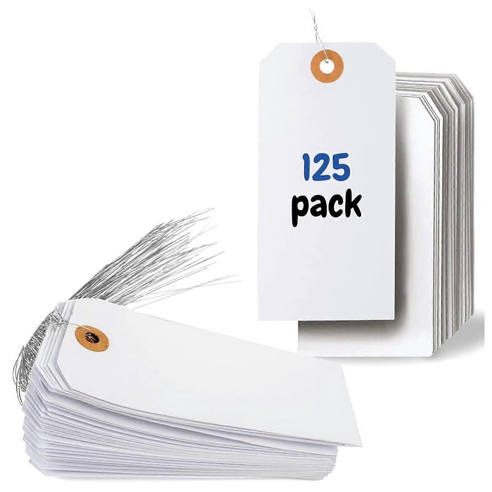 ckepdyeh 125 Pcs Hang Tags with Reinforced Eyelet and Wire, Pre-Attached Wire Cardboard for Labeling Price 4 3/4 X 2 3/8 Inch