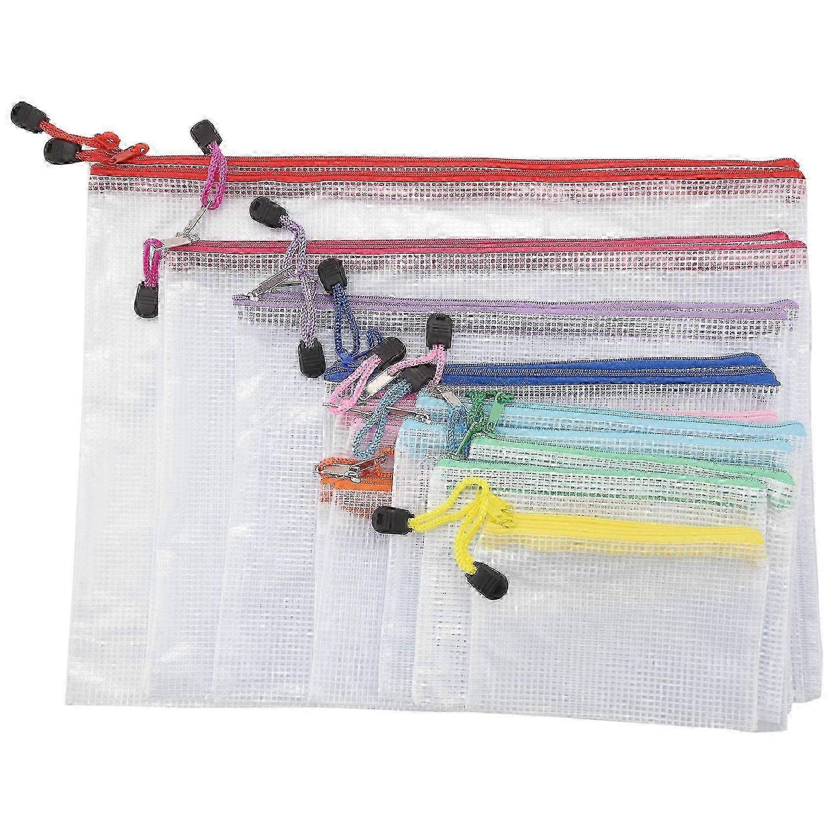18 Pack Multipurpose Travel Bag with 8 Sizes Zipper Mesh Pouch and Waterproof Zipper File Bags for Documents