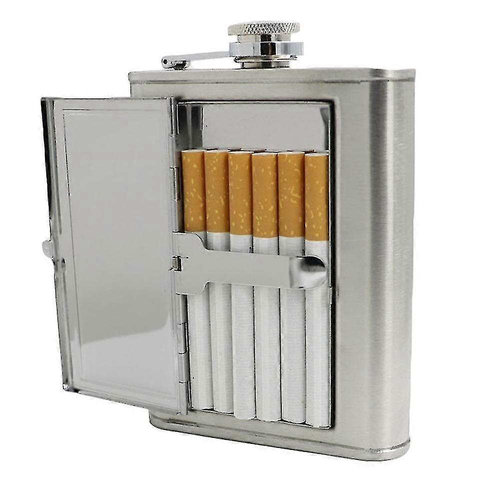 Bebetter 5/6oz Stainless Steel Cigarette Case and Hip Flask