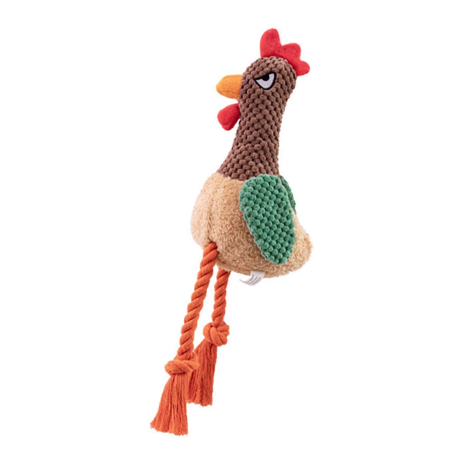 Cotton Rope Rooster Squeaky Animal Toy for Aggressive Chewers Engagement Outdoor Fetching Game Teething Toy for Dog  brown