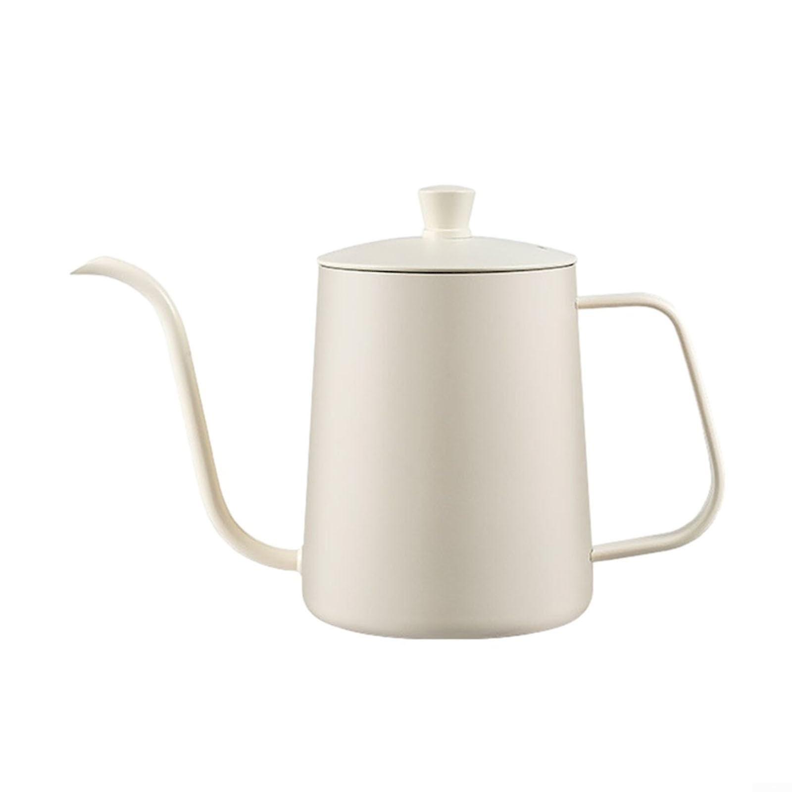 Gooseneck Kettle Aesthetic Drip Brew Stainless Steel 600ml Capacity AntiScald Handle Graduated Lid