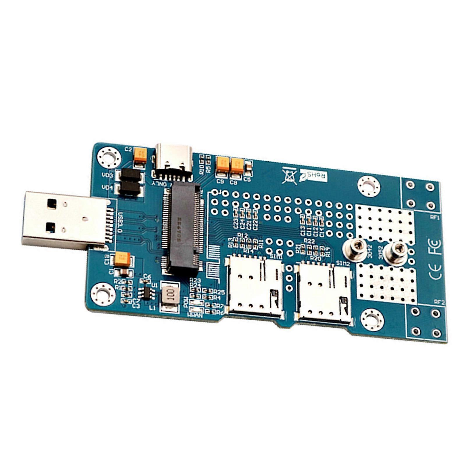 NGFF M.2 to USB Adapter with Dual NANO SIM Card Slot for 3G/4G/5G/LTE Module Connector Hot-Swapping Multicolor