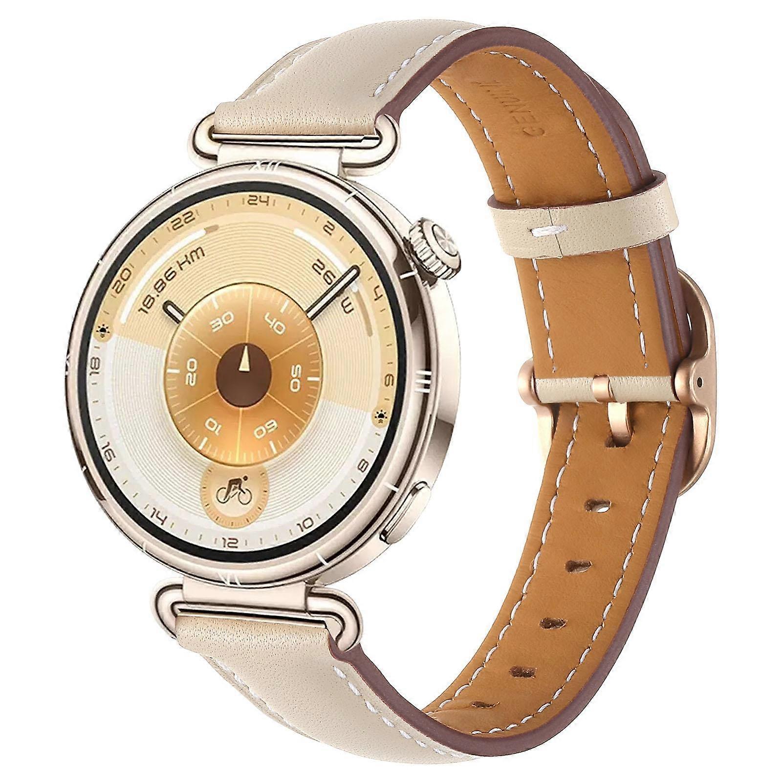 Square Buckle Plain Weave Leather Watch Band 18mm