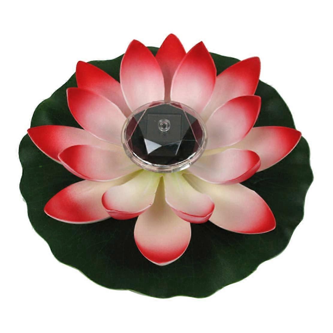 Solar Pond Lotus Light Waterproof LED Floating Flower Lamp for Garden Pool Decor 28cm Warm Red