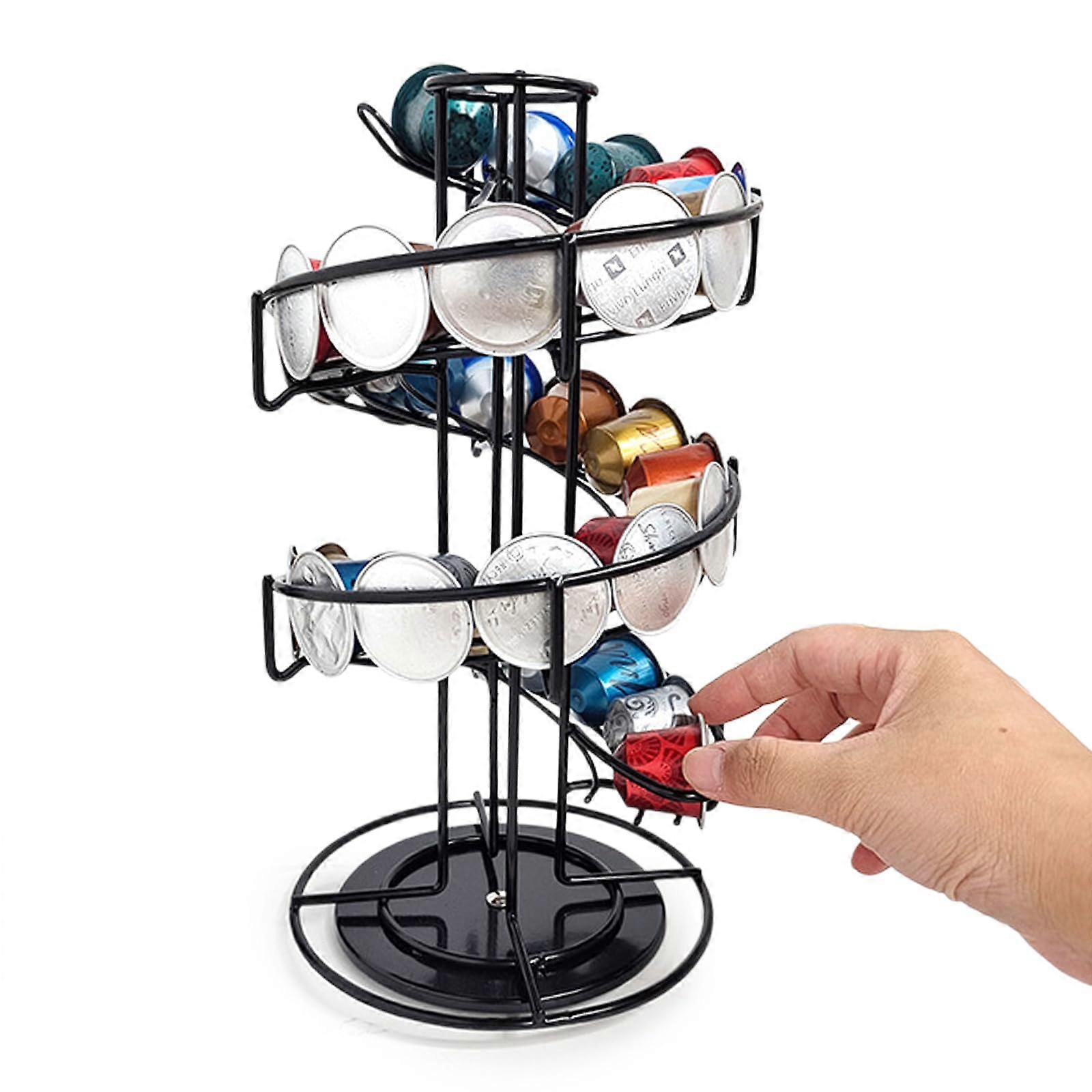 Coffee Pod Holder 360 Rotating Carousel Stand Organizer for Countertop Holds 30 Capsules