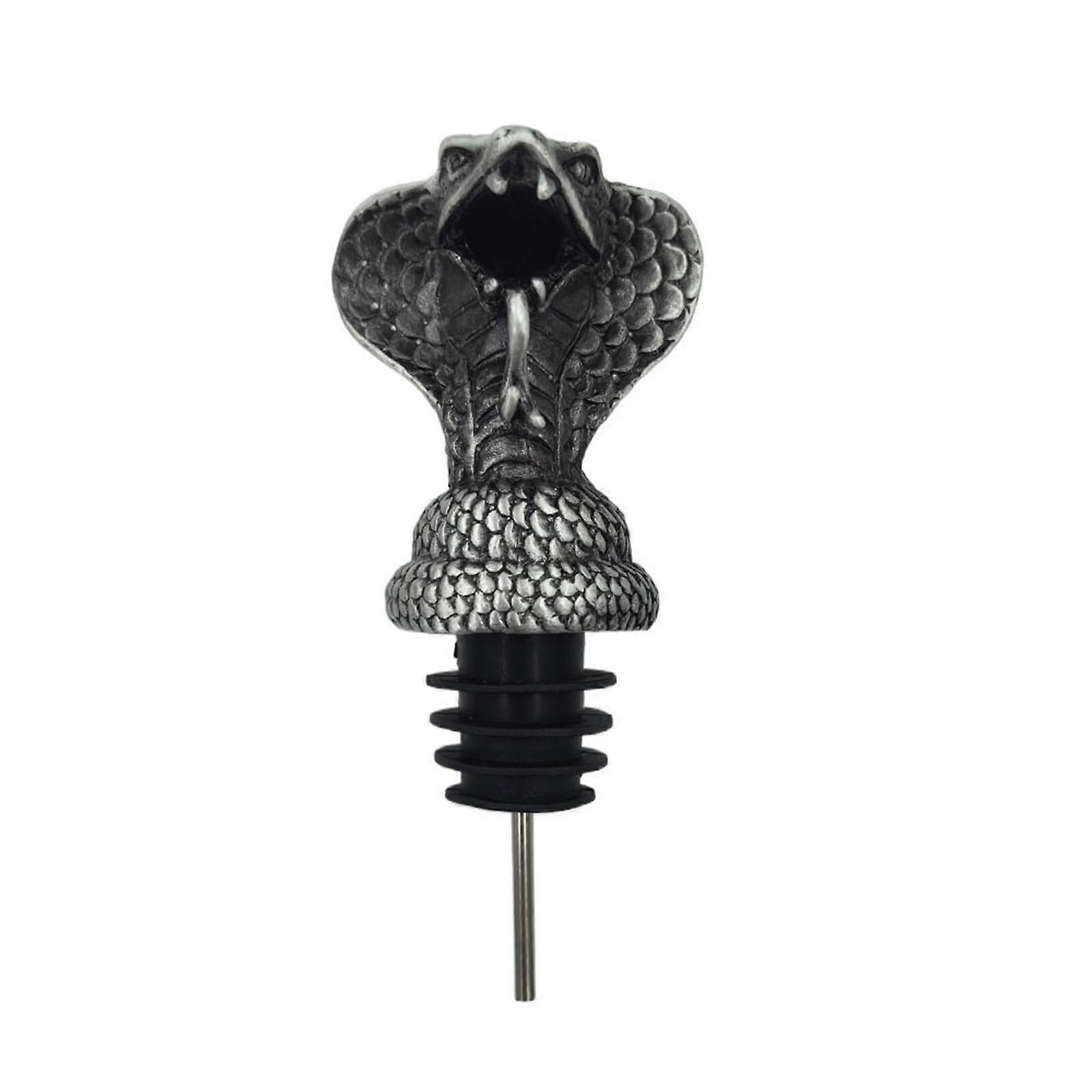 Reusable Zinc Alloy Wine Pourer with Snake Head Bottle Stopper for Controlled Pouring and Decoration