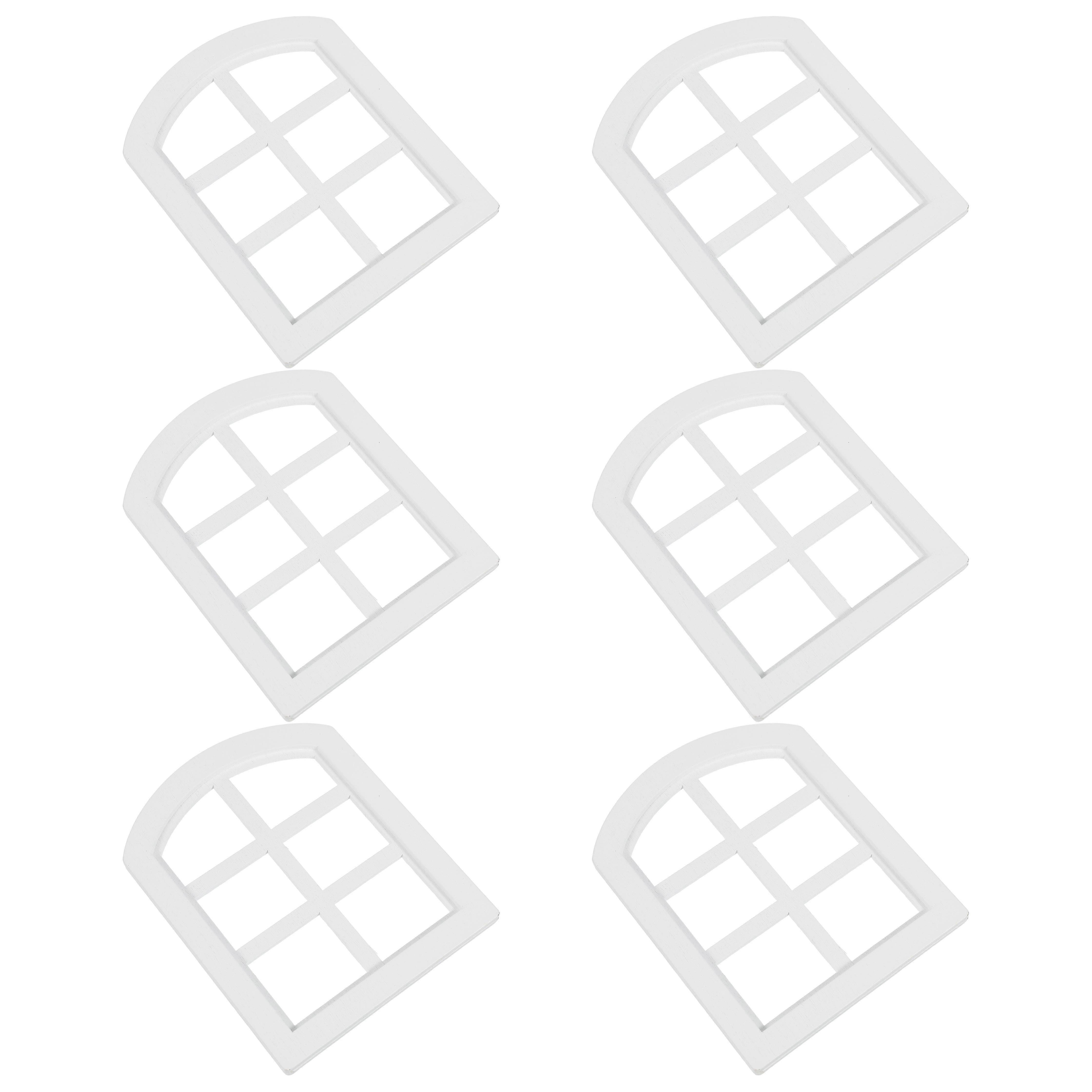 1:12 Scale Dollhouse Windows Wooden Window Frames for Decoration 6Pcs