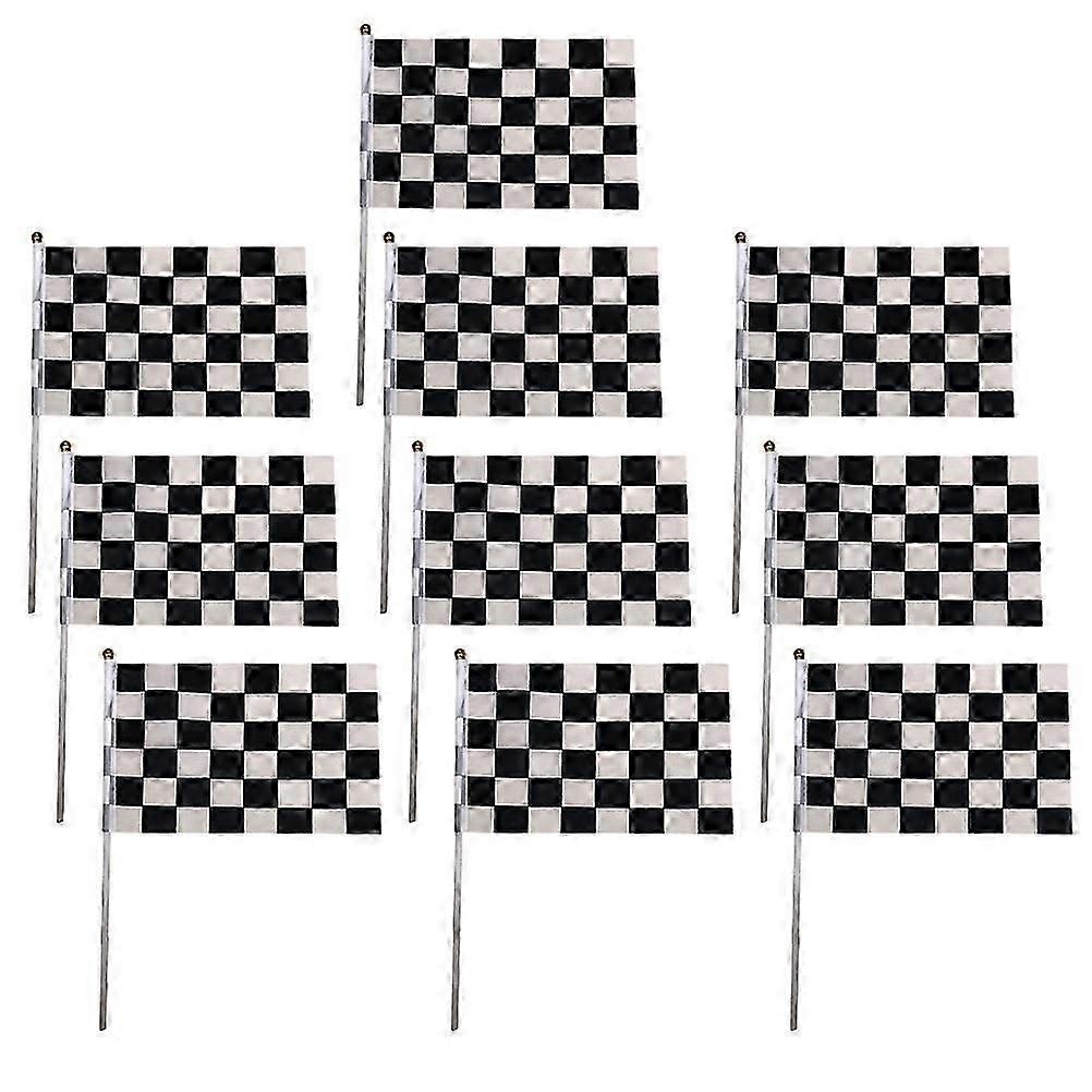 10pcs Racing Signal Flag Black and White Grid Handheld Flag for Events