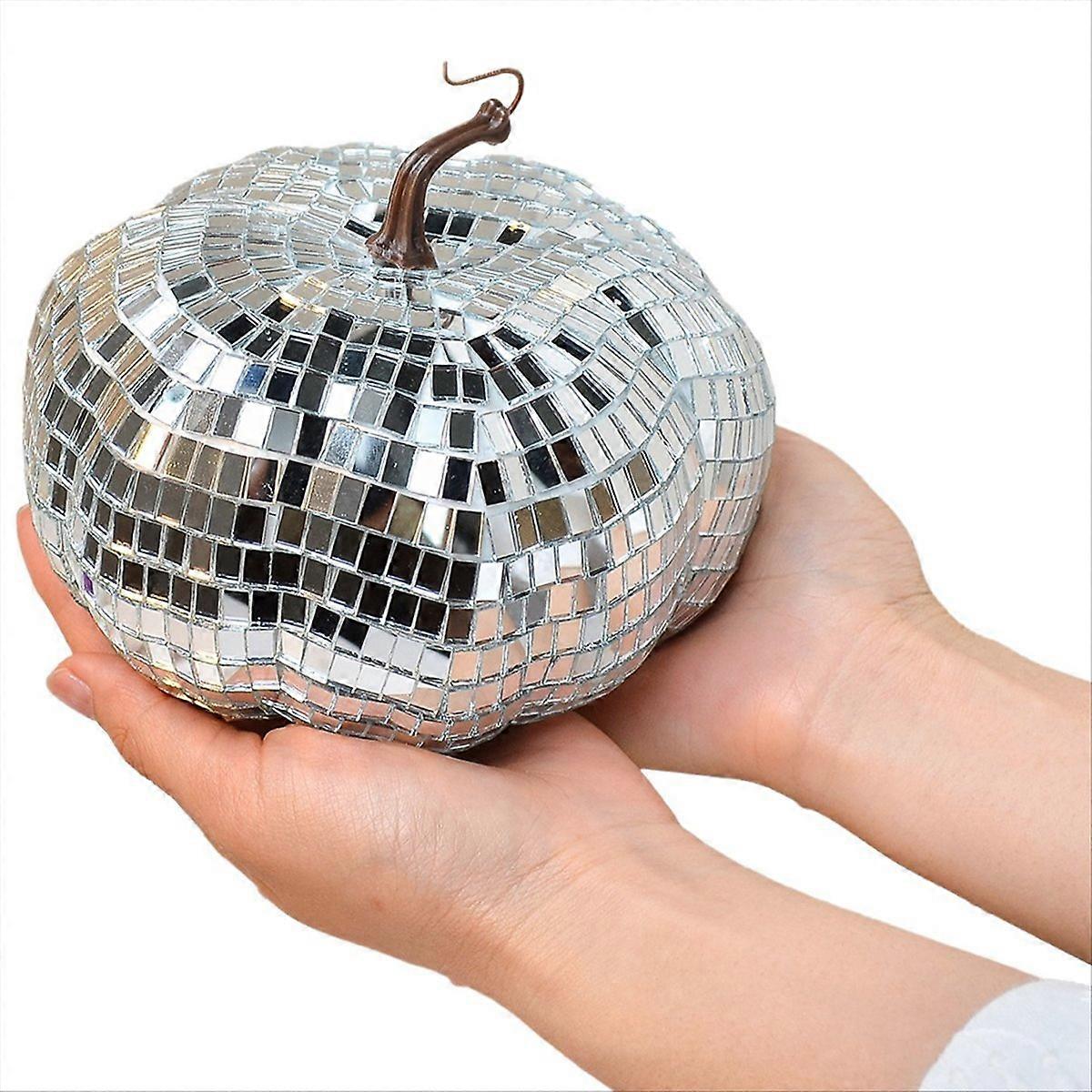 Silver Mirror Disco Ball, Pumpkin Shape Disco Ball,15cm