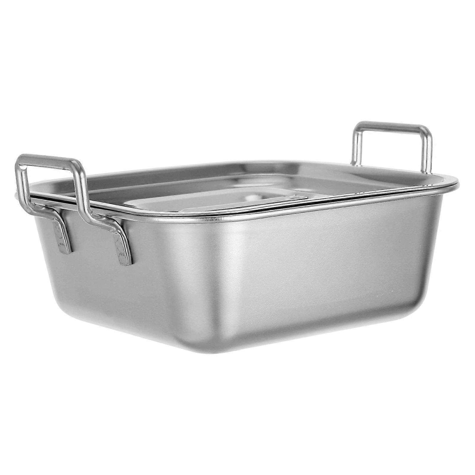 Stainless Steel Square Tray with Lid for Snack Serving Silver